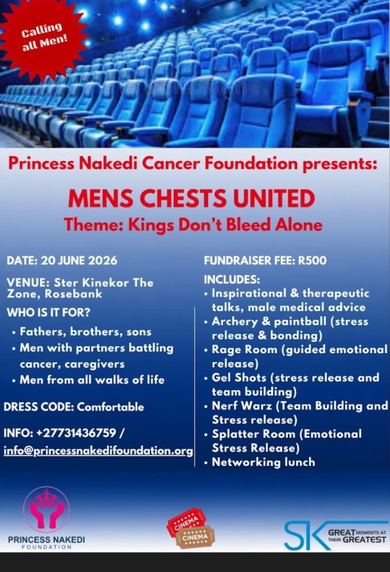 Original Men’s Chests United poster: Kings Don’t Bleed Alone, 20 June 2026, Ster Kinekor at The Zone, Rosebank.